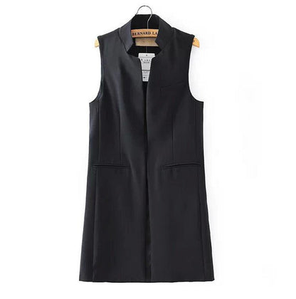 Women Vest Stand Collar Suit Cardigan Vest