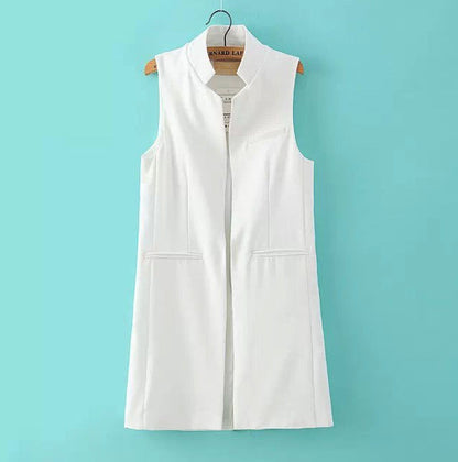 Women Vest Stand Collar Suit Cardigan Vest