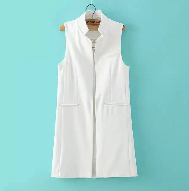 Women Vest Stand Collar Suit Cardigan Vest