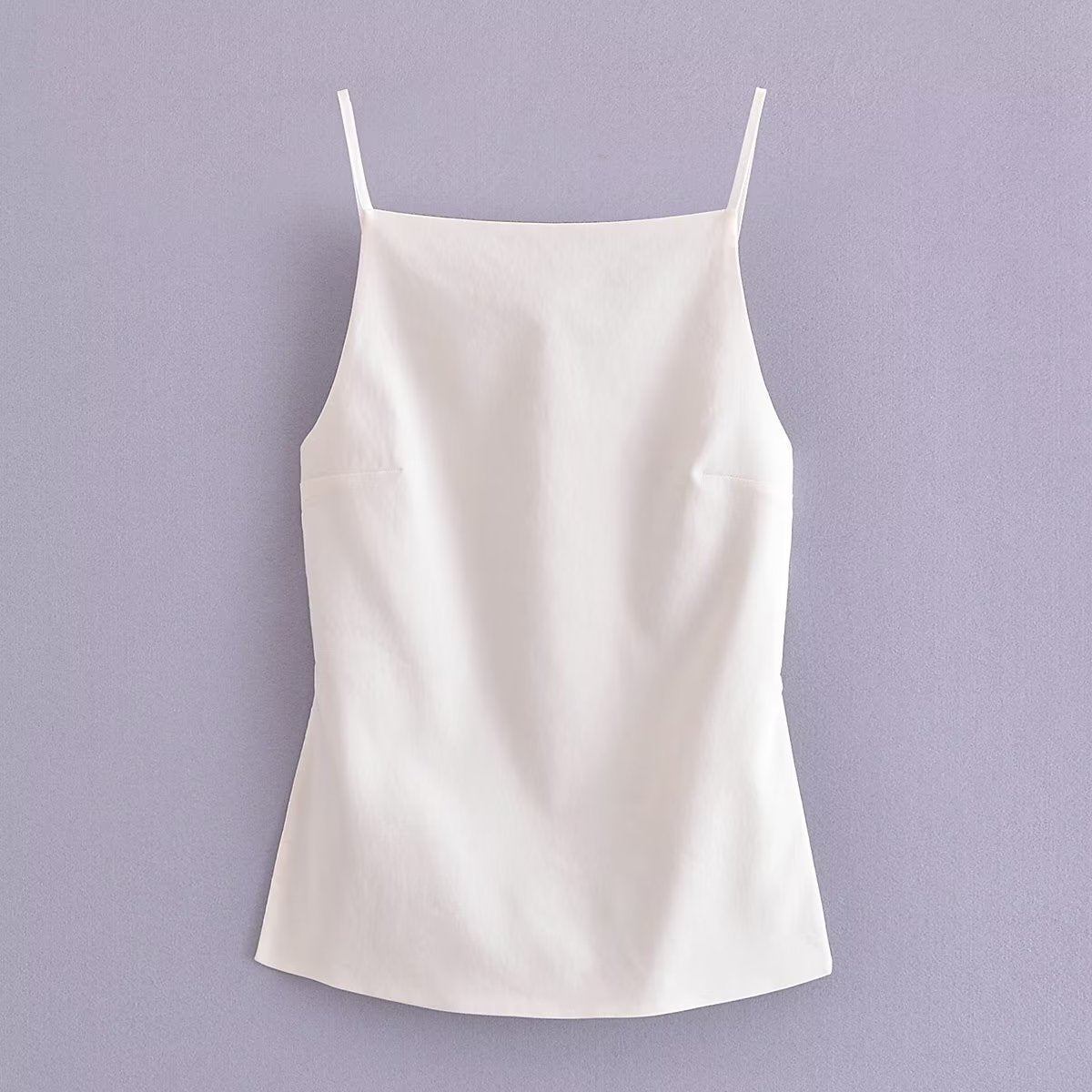 Women Vest Solid Color Pleated Backless Underwaist