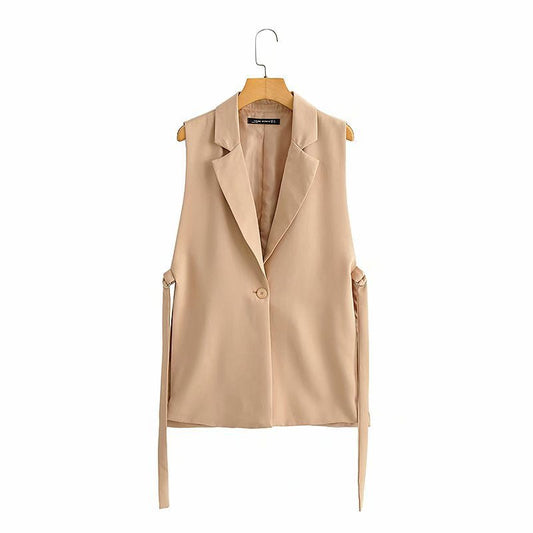 Women Vest Suit Vest Loose Solid Color