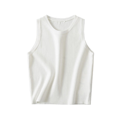 Women Vest Solid Color Knitted Slim Sleeveless