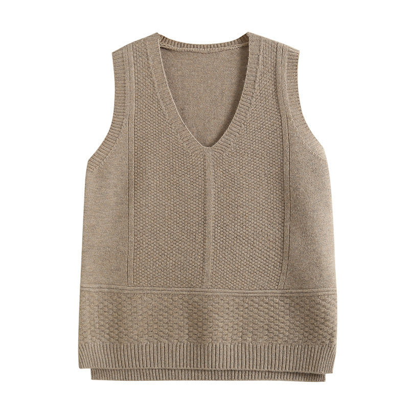 Women Vest Retro Simple Loose Knit