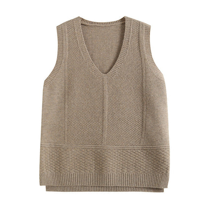 Women Vest Retro Simple Loose Knit