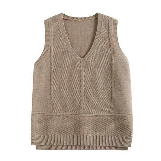 Women Vest Retro Simple Loose Knit